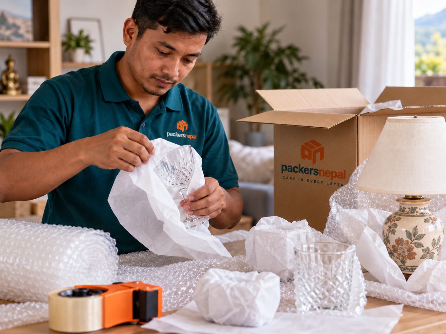 Fragile item packing by Packers Nepal